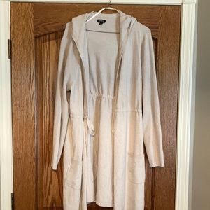 Hooded cinch waist cardigan